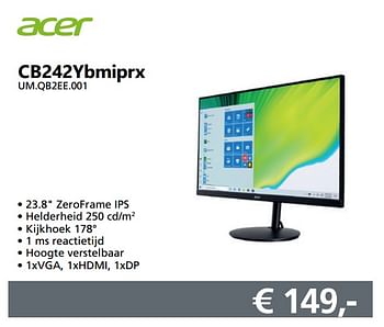 Aanbiedingen Acer cb242ybmiprx um.qb2ee.001 - Acer - Geldig van 10/08/2020 tot 30/08/2020 bij Informatique