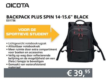 Aanbiedingen Backpack plus spin 14-15.6 - Dicota - Geldig van 10/08/2020 tot 30/08/2020 bij Informatique