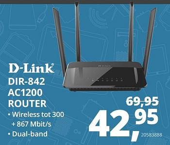 Aanbiedingen D-link dir-842 ac1200 router - D-Link - Geldig van 10/08/2020 tot 31/08/2020 bij Paradigit