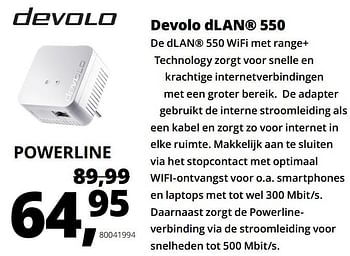 Aanbiedingen Devolo devolo dlan 550 powerline - Devolo - Geldig van 10/08/2020 tot 31/08/2020 bij Paradigit