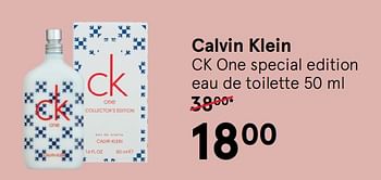 Aanbiedingen Calvin klein ck one special edition eau de toilette - Calvin Klein - Geldig van 10/08/2020 tot 23/08/2020 bij Etos