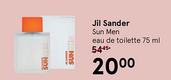Aanbiedingen Jil sander sun men eau de toilette - Jil Sander - Geldig van 10/08/2020 tot 23/08/2020 bij Etos