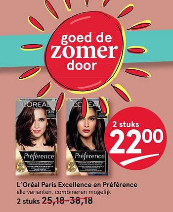 Aanbiedingen L`oréal paris excellence en préférence - L'Oreal Paris - Geldig van 10/08/2020 tot 23/08/2020 bij Etos