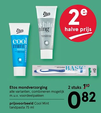 Aanbiedingen Cool mint tandpasta - Huismerk - Etos - Geldig van 10/08/2020 tot 23/08/2020 bij Etos