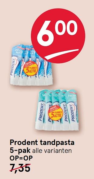 Aanbiedingen Prodent tandpasta - Prodent - Geldig van 10/08/2020 tot 23/08/2020 bij Etos