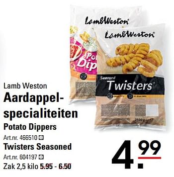 Aanbiedingen Aardappelspecialiteiten potato dippers - Lambweston - Geldig van 06/08/2020 tot 24/08/2020 bij Sligro