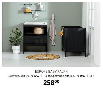 Aanbiedingen Babybed + ralph commode - Europe baby - Geldig van 18/08/2020 tot 21/09/2020 bij Babypark