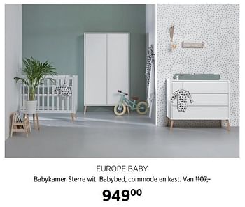 Aanbiedingen Europe baby babykamer sterre wit - Europe baby - Geldig van 18/08/2020 tot 21/09/2020 bij Babypark