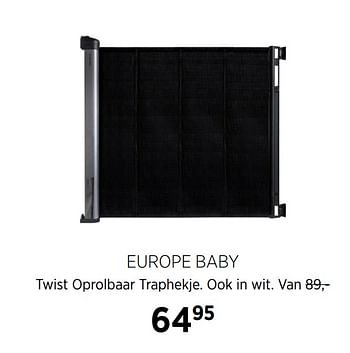 Aanbiedingen Europe baby twist oprolbaar traphekje - Europe baby - Geldig van 18/08/2020 tot 21/09/2020 bij Babypark