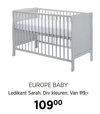 Aanbiedingen Europe baby ledikant sarah - Europe baby - Geldig van 18/08/2020 tot 21/09/2020 bij Babypark