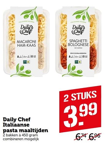 Aanbiedingen Daily chef italiaanse pasta maaltijden - Daily chef - Geldig van 17/08/2020 tot 31/08/2020 bij Coop