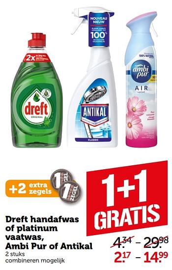 Aanbiedingen Dreft handafwas of platinum vaatwas, ambi pur of antikal - Huismerk - Coop - Geldig van 17/08/2020 tot 31/08/2020 bij Coop