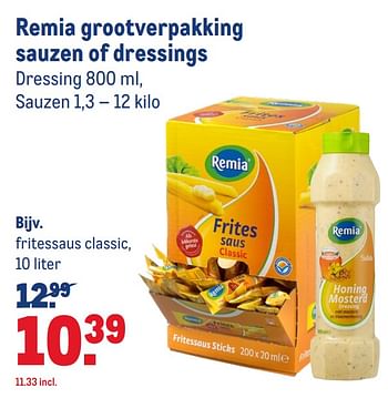 Aanbiedingen Fritessaus classic - Remia - Geldig van 12/08/2020 tot 08/09/2020 bij Makro