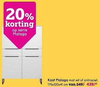 Aanbiedingen Kast malaga - Huismerk - Leen Bakker - Geldig van 17/08/2020 tot 30/08/2020 bij Leen Bakker