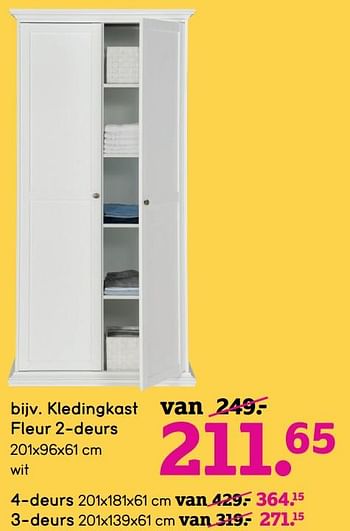 Aanbiedingen Kledingkast fleur 2-deurs - Huismerk - Leen Bakker - Geldig van 17/08/2020 tot 30/08/2020 bij Leen Bakker