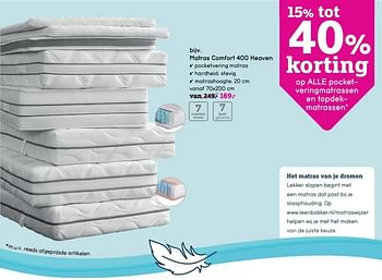 Aanbiedingen Matras comfort 400 heaven - Huismerk - Leen Bakker - Geldig van 17/08/2020 tot 30/08/2020 bij Leen Bakker