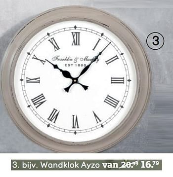 Aanbiedingen Wandklok ayzo - Huismerk - Leen Bakker - Geldig van 17/08/2020 tot 30/08/2020 bij Leen Bakker