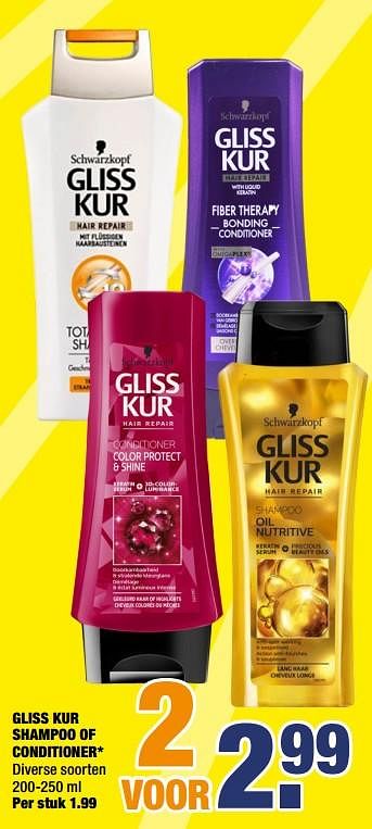 Aanbiedingen Gliss kur shampoo of conditioner - Schwartzkopf - Geldig van 07/09/2020 tot 20/09/2020 bij Big Bazar