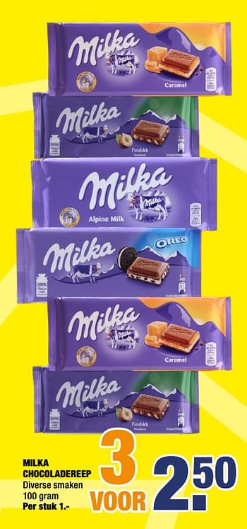 Aanbiedingen Milka chocoladereep - Milka - Geldig van 07/09/2020 tot 20/09/2020 bij Big Bazar