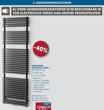 Aanbiedingen Handdoekradiator doby - Beauheat - Geldig van 22/09/2020 tot 19/10/2020 bij Zelfbouwmarkt
