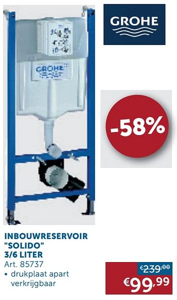 Aanbiedingen Inbouwreservoir solido 3-6 liter - Grohe - Geldig van 22/09/2020 tot 19/10/2020 bij Zelfbouwmarkt