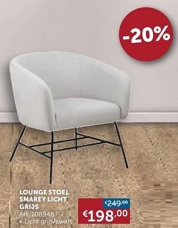 Aanbiedingen Lounge stoel smarey licht grijs - Geldig van 22/09/2020 tot 19/10/2020 bij Zelfbouwmarkt