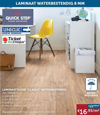 Aanbiedingen Laminaatvloer classic waterbestendig - QuickStep - Geldig van 22/09/2020 tot 19/10/2020 bij Zelfbouwmarkt
