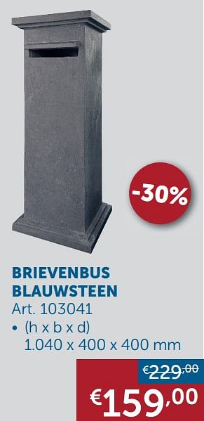 Aanbiedingen Brievenbus blauwsteen - Geldig van 22/09/2020 tot 19/10/2020 bij Zelfbouwmarkt