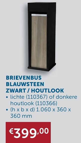 Aanbiedingen Brievenbus blauwsteen zwart - houtlook - Geldig van 22/09/2020 tot 19/10/2020 bij Zelfbouwmarkt