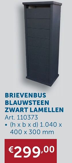 Aanbiedingen Brievenbus blauwsteen zwart lamellen - Geldig van 22/09/2020 tot 19/10/2020 bij Zelfbouwmarkt