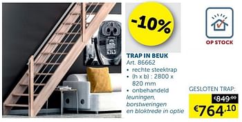Aanbiedingen Trap in beuk gesloten trap - Geldig van 22/09/2020 tot 19/10/2020 bij Zelfbouwmarkt