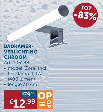 Aanbiedingen Badkamerverlichting chroom zora - Geldig van 22/09/2020 tot 19/10/2020 bij Zelfbouwmarkt