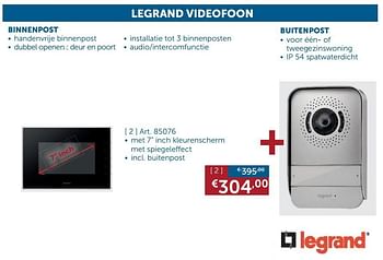Aanbiedingen Legrand videofoon met 7 inch kleurenscherm - Legrand - Geldig van 22/09/2020 tot 19/10/2020 bij Zelfbouwmarkt