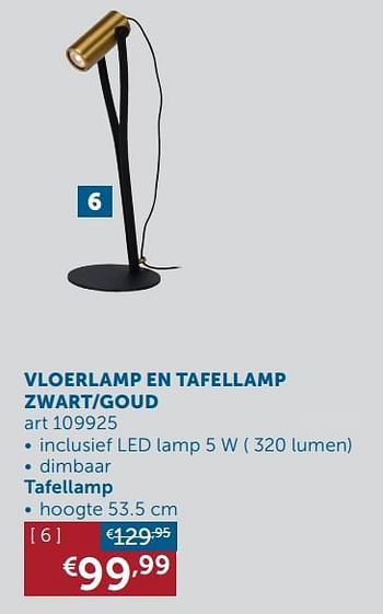 Aanbiedingen Vloerlamp en tafellamp zwart-goud - Geldig van 22/09/2020 tot 19/10/2020 bij Zelfbouwmarkt