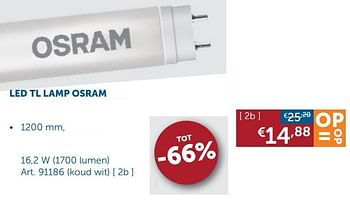 Aanbiedingen Led tl lamp osram - Osram - Geldig van 22/09/2020 tot 19/10/2020 bij Zelfbouwmarkt