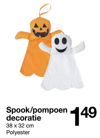 Aanbiedingen Spook-pompoen decoratie - Huismerk - Zeeman  - Geldig van 19/09/2020 tot 25/09/2020 bij Zeeman