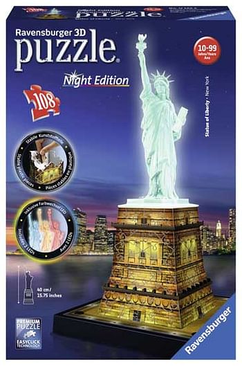 Aanbiedingen Statue of Liberty night edition 108st - Ravensburger - Geldig van 26/09/2020 tot 11/10/2020 bij ToyChamp