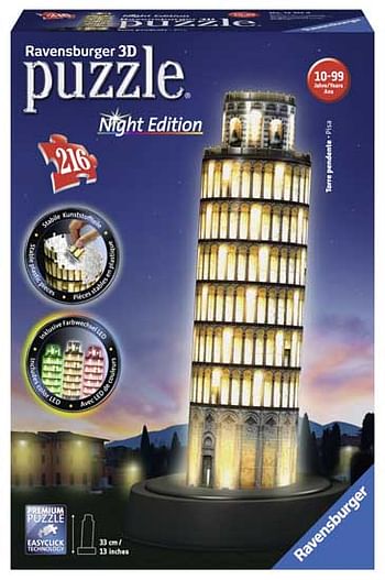 Aanbiedingen Toren van Pisa night edition 216st - Ravensburger - Geldig van 26/09/2020 tot 11/10/2020 bij ToyChamp