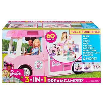 Aanbiedingen Barbie 3-in-1 Droomcamper - Barbie - Geldig van 26/09/2020 tot 11/10/2020 bij ToyChamp