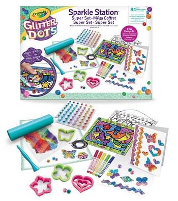 Aanbiedingen Glitter Dots Sparkle Station Deluxe - Crayola - Geldig van 26/09/2020 tot 11/10/2020 bij ToyChamp