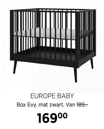 Aanbiedingen Europe baby box evy mat zwart - Europe baby - Geldig van 22/09/2020 tot 19/10/2020 bij Babypark