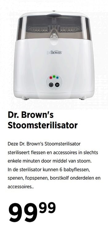 Aanbiedingen Dr. brown`s stoomsterilisator - DrBrown's - Geldig van 22/09/2020 tot 19/10/2020 bij Babypark
