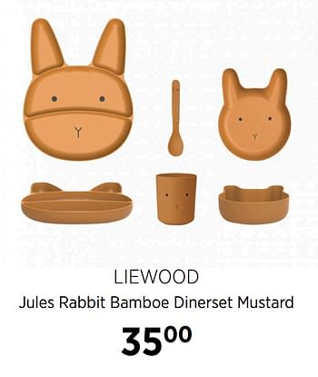 Aanbiedingen Liewood jules rabbit bamboe dinerset mustard - Liewood - Geldig van 22/09/2020 tot 19/10/2020 bij Babypark