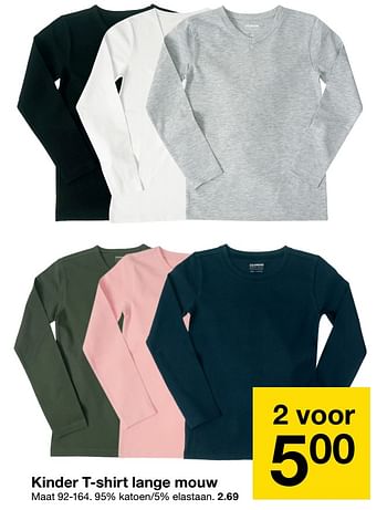 Aanbiedingen Kinder t-shirt lange mouw - Huismerk - Zeeman  - Geldig van 26/09/2020 tot 09/10/2020 bij Zeeman