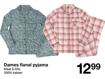 Aanbiedingen Dames flanel pyjama - Huismerk - Zeeman  - Geldig van 26/09/2020 tot 09/10/2020 bij Zeeman
