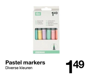Aanbiedingen Pastel markers - Huismerk - Zeeman  - Geldig van 26/09/2020 tot 09/10/2020 bij Zeeman