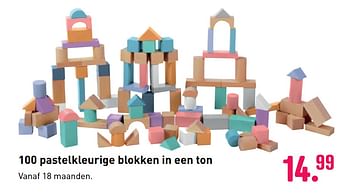 Aanbiedingen 100 pastelkleurige blokken in een ton - Huismerk - Multi Bazar - Geldig van 04/10/2020 tot 06/12/2020 bij Multi Bazar