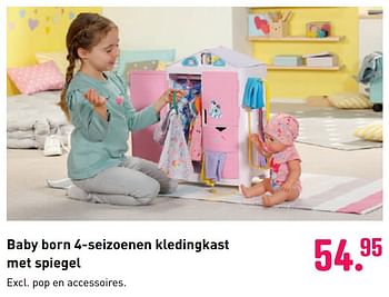 Aanbiedingen Baby born 4-seizoenen kledingkast met spiegel - Baby Born - Geldig van 04/10/2020 tot 06/12/2020 bij Multi Bazar