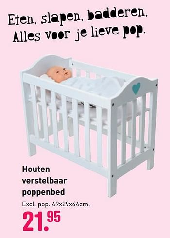 Aanbiedingen Houten verstelbaar poppenbed - Huismerk - Multi Bazar - Geldig van 04/10/2020 tot 06/12/2020 bij Multi Bazar