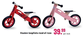 Aanbiedingen Houten loopfiets rood of roze - Huismerk - Multi Bazar - Geldig van 04/10/2020 tot 06/12/2020 bij Multi Bazar